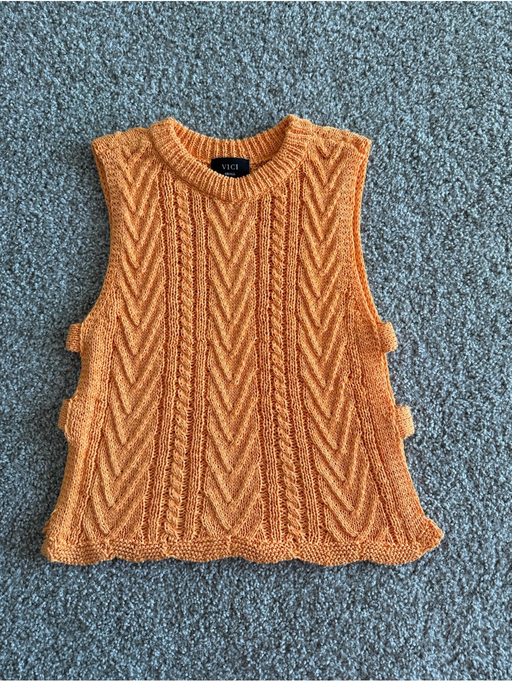 VICI Orange Cable-Knit Sleeveless Tank